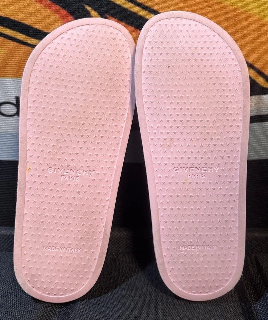 Givenchy Pink Platform Rubber Pink Logo Slide On Pool Sandal Flip Flop Flat 41