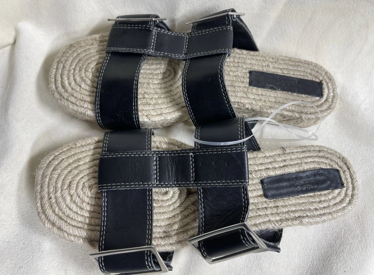 ASOS DESIGN Espadrille Slides in Black size US 8 Sandals Woman