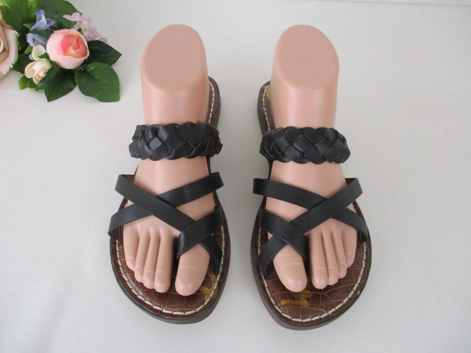Sam Edelman Garvie Black Leather Strappy Slide Flat Sandals sz. 9, 39