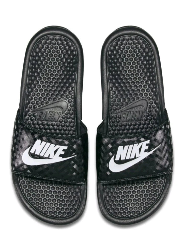 Nike Benassi Jdi Black White 343881-011 Women's # 7 Slide Sandals Gloss Fashion
