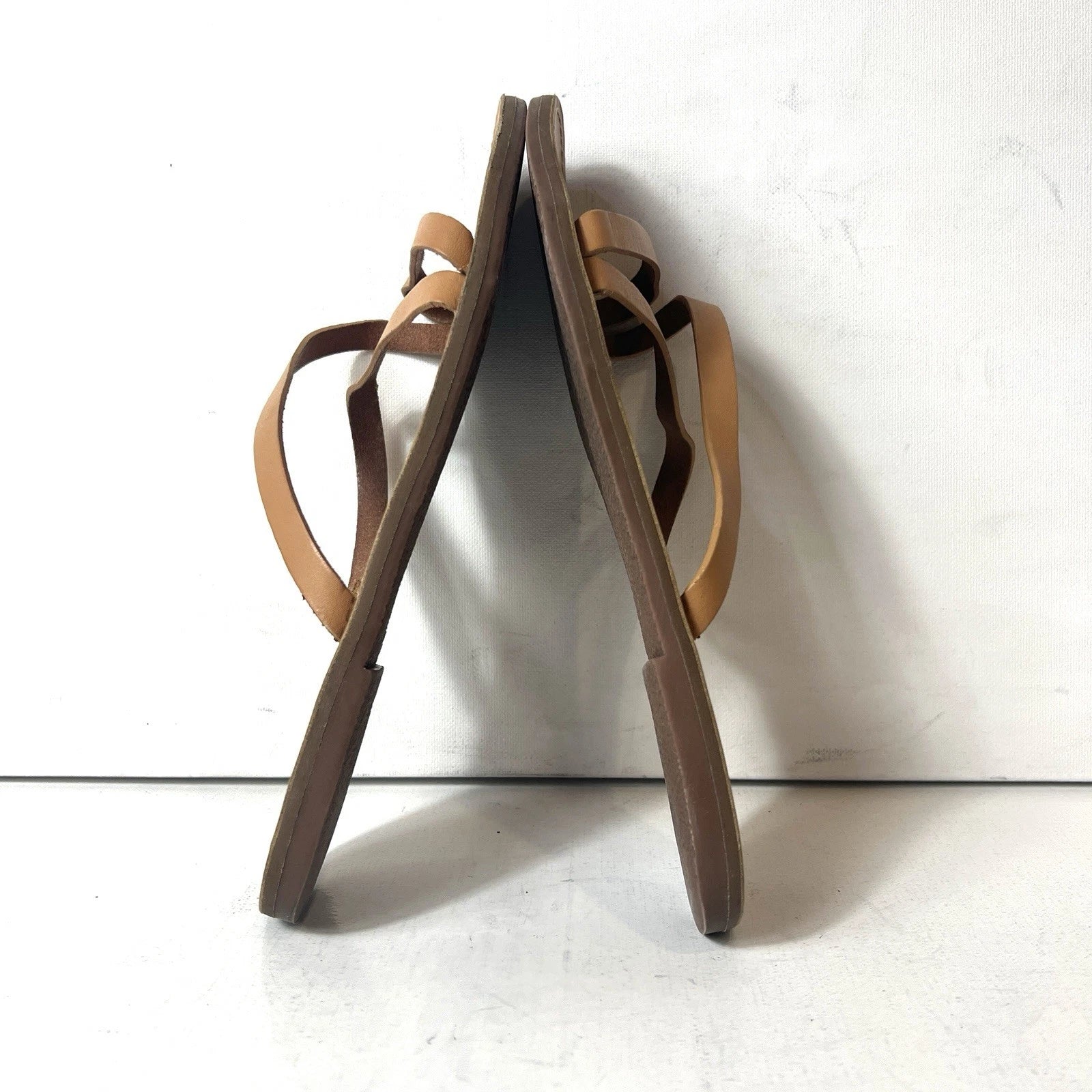 Madewell Womens Sz 8.5 M Tan Leather Slip On Slides Summer Comfort Casual Sandal