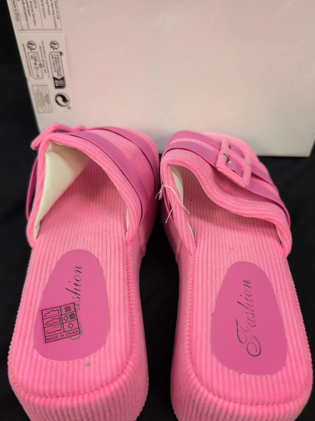 Fashion Double Buckle Slide Sandal Womem's US 7 Pink (60900)