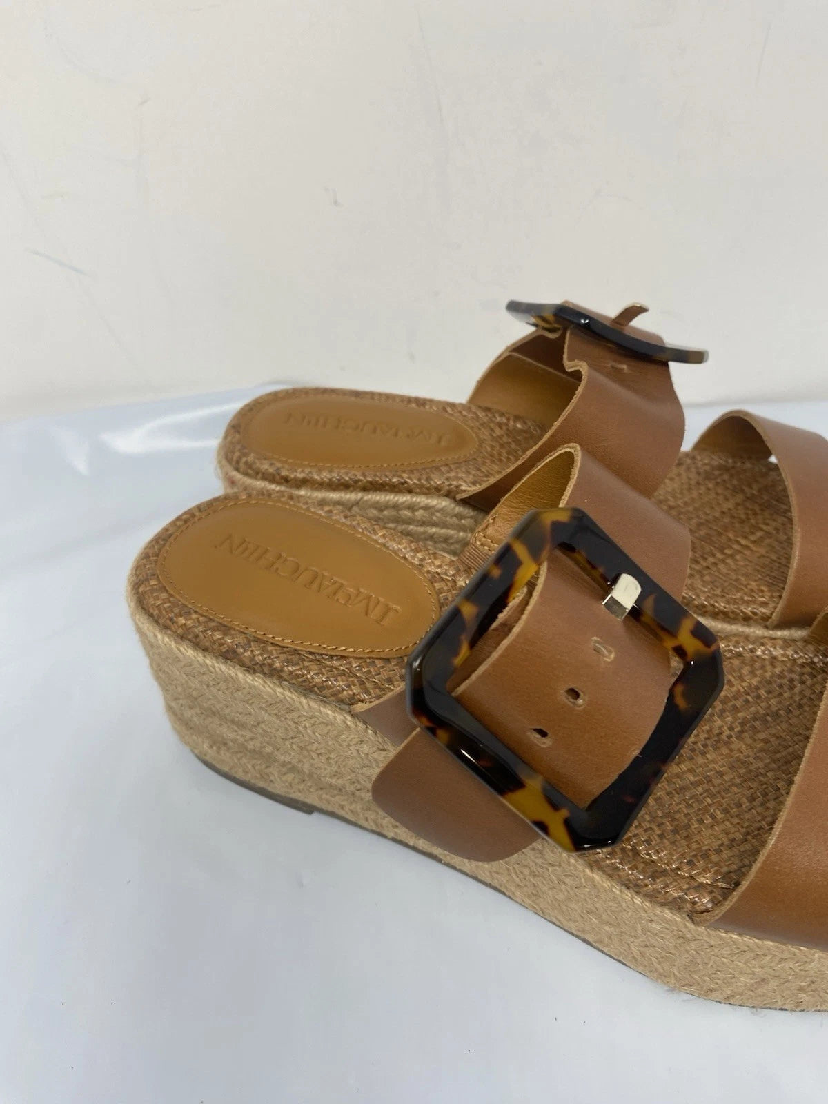 J McLaughlin  Wedge Espadrilles Bamboo Buckle Slide Sandal Women Size 6.5 Fleur