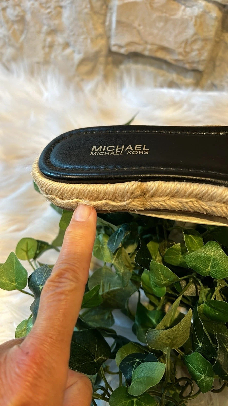Michael Kors Royce Black Quilted Slides Espadrille Jute - Size 6/7