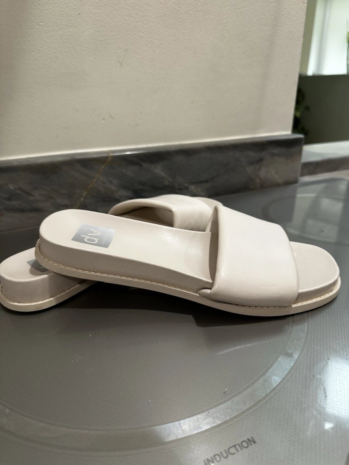 Dolce Vita Women US Sz 9 Sandal Slides Fashion Ivory Slip On Bandage Strap Flats