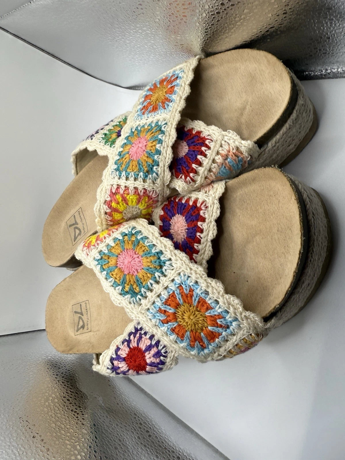 DIRTY LAUNDRY Crochet Knit Sandal Criss Cross Slide Platform Espadrille Women 10