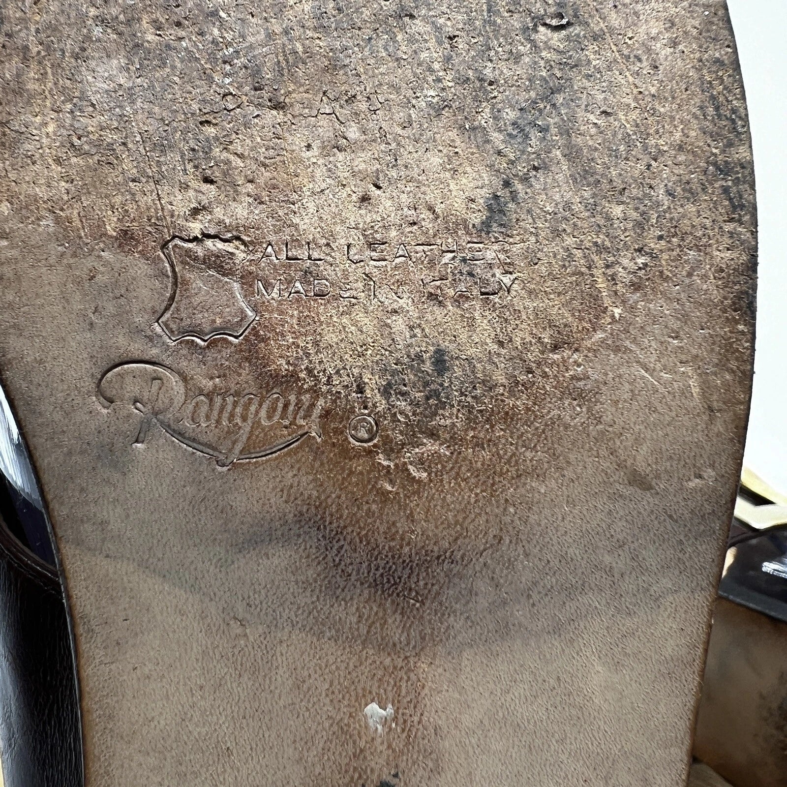 Rangoni Firenze Brown Leather Open-Toe Sandals 8 1/2 AA Made Italy Gold Buckle