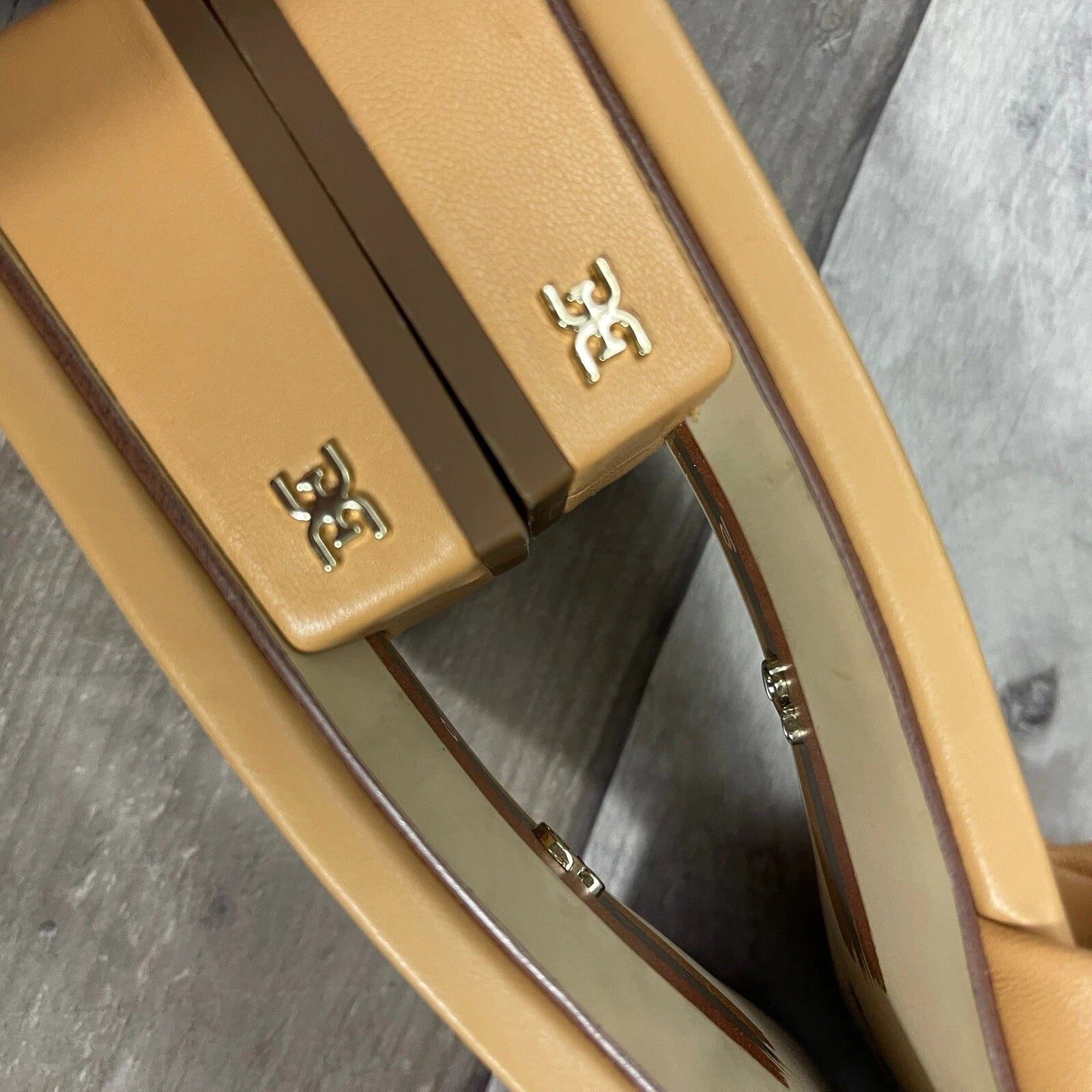 Sam Edelman Dawson Square Toe Quilted Leather Slide Sandals Size 10 Beige