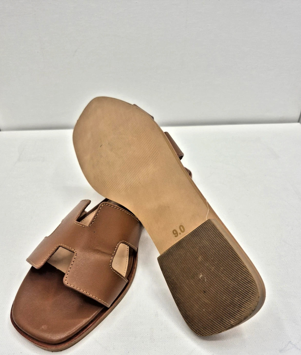 Steve Madden Hadyn Leather Women Sandals Cognac Color  -Size 9