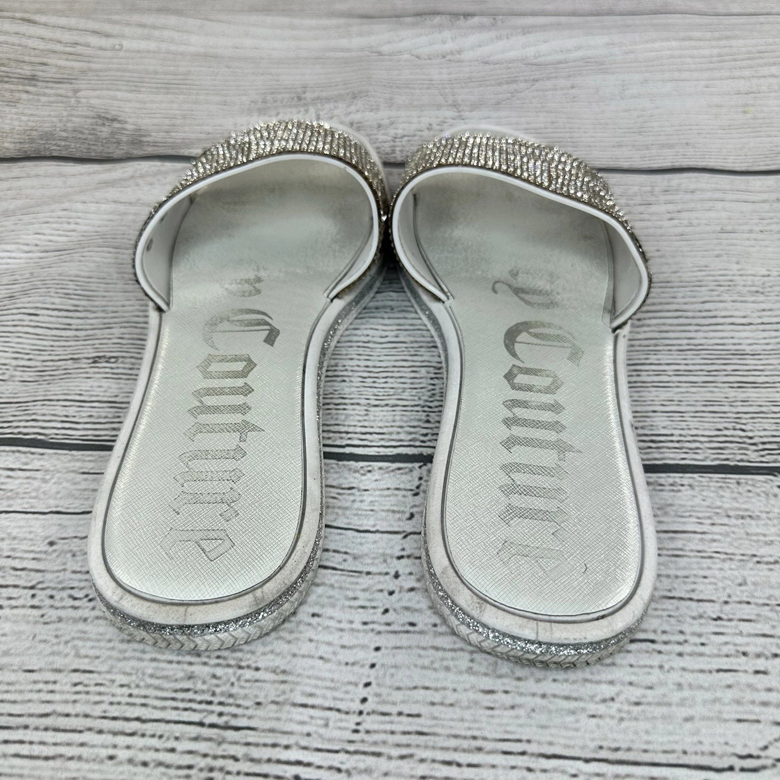 Juicy Couture Slides Women Size 9 Slip On Sandals Jeweled / Rhinestones