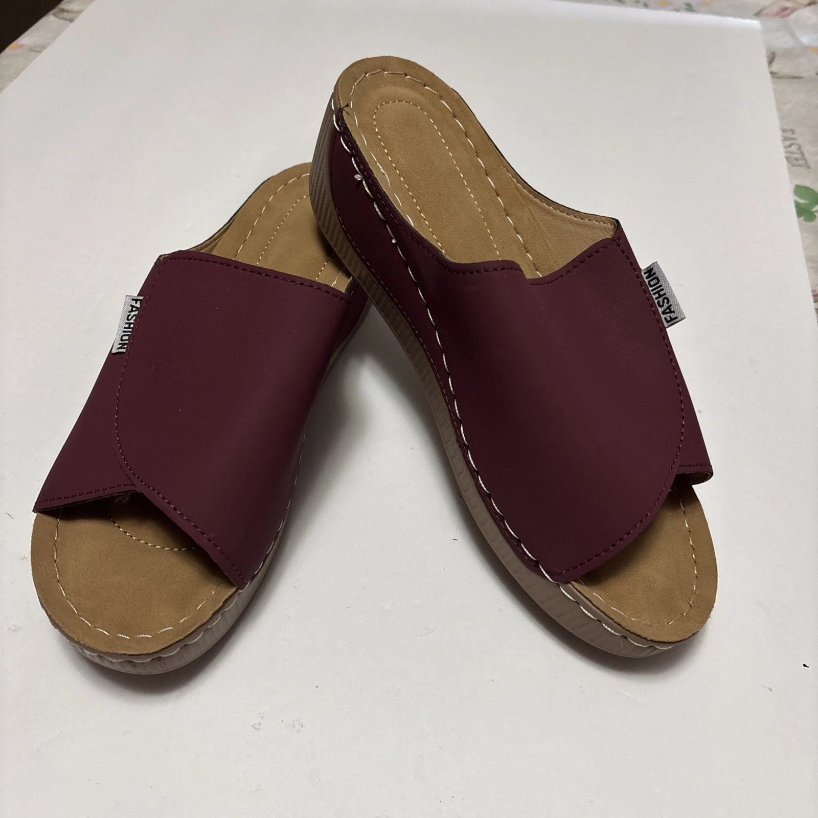 Fashion  Slip On Slide On Sandals Brown Size 40