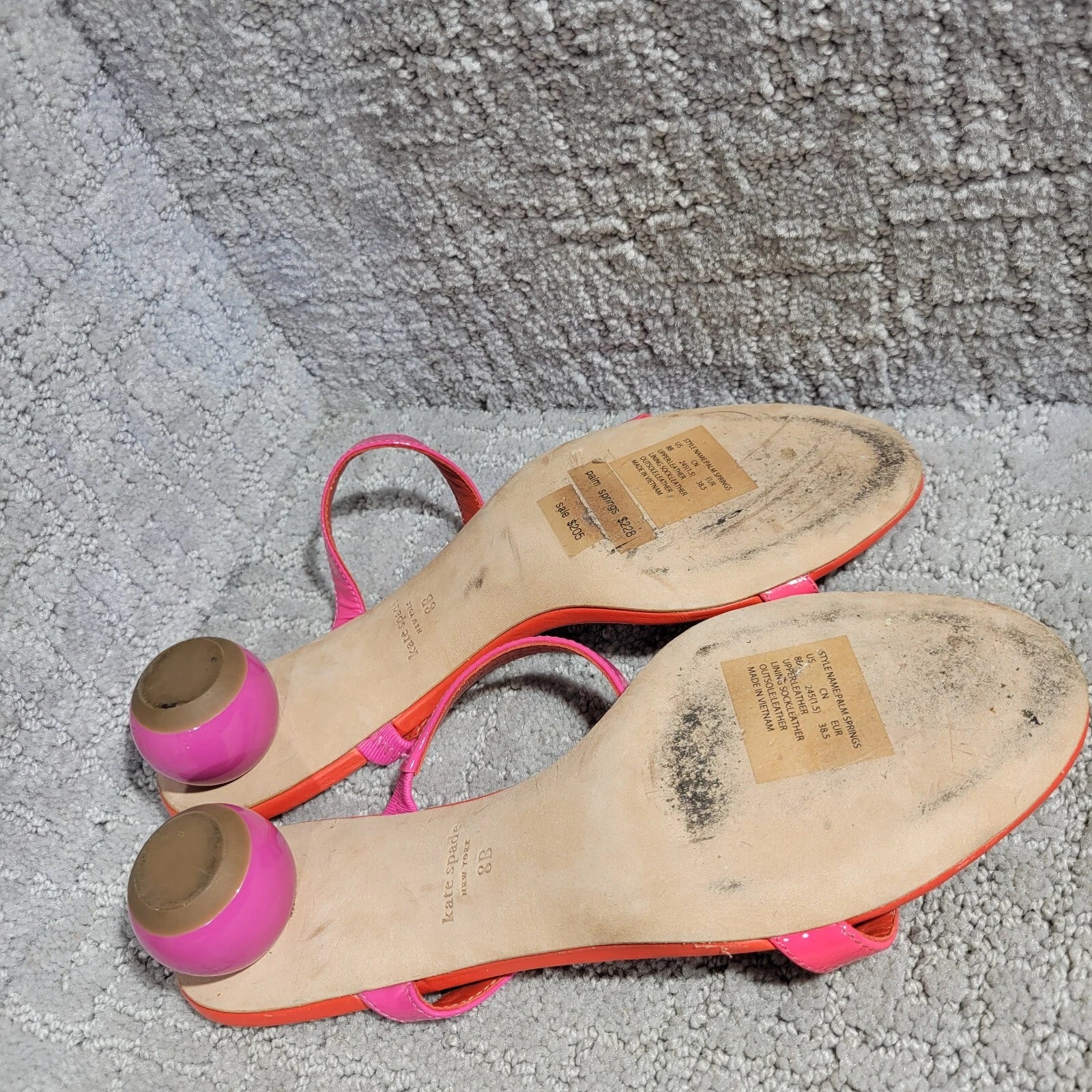 Kate Spade Palm Springs Women's Size 8B Pink Coral Patent Leather Slide Sandals