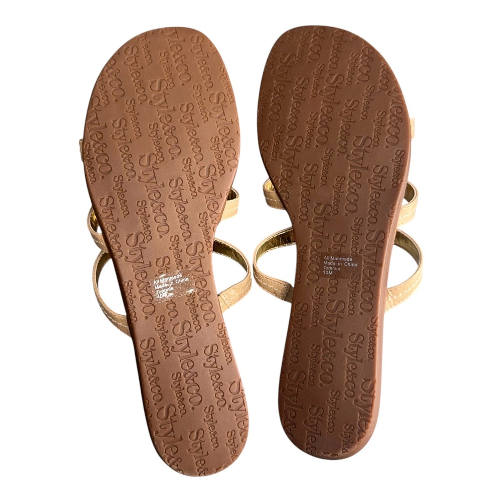 Style & Co Bejeweled Slip On Wedge Sandals, Toffee Women’s SZ 10 M