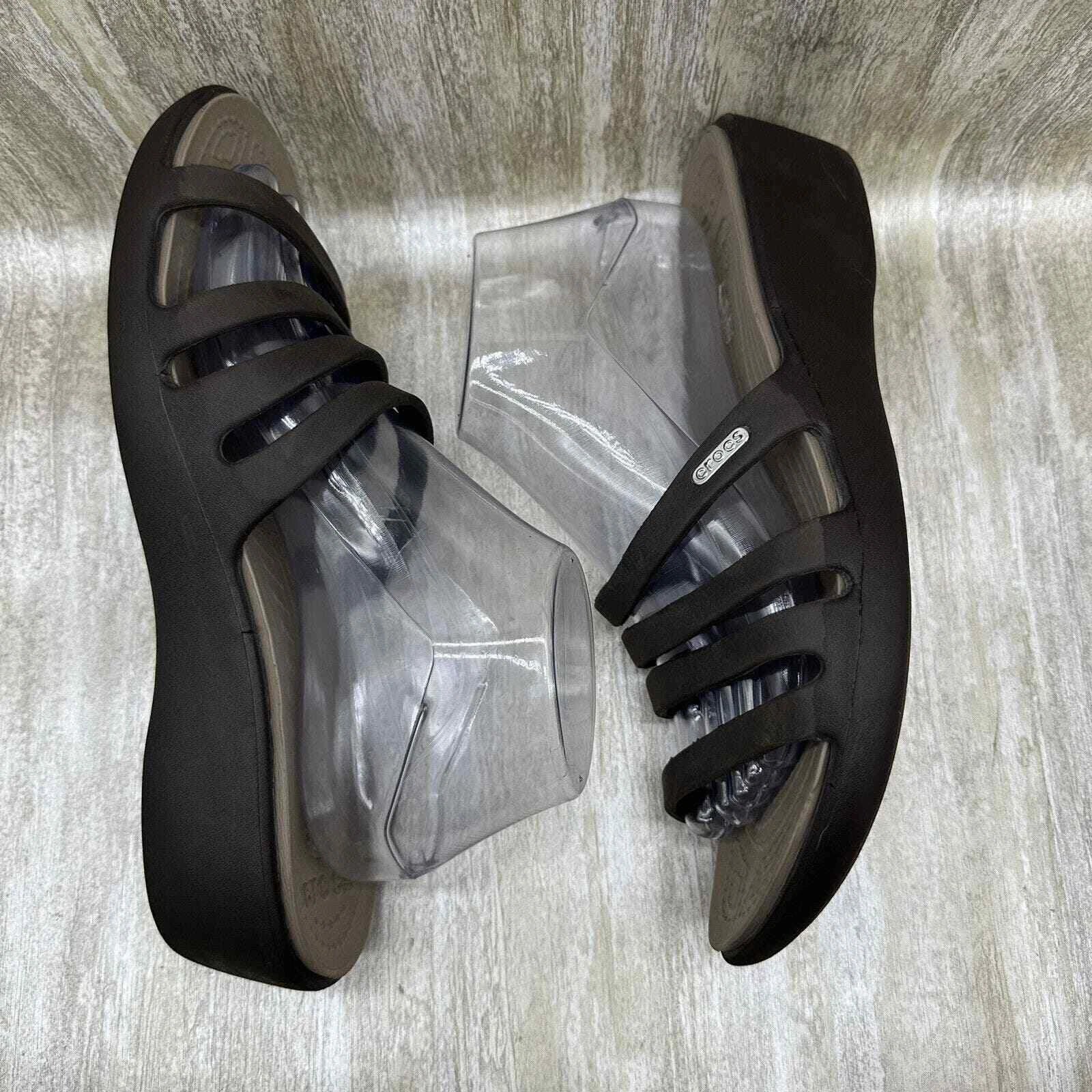 Crocs Rhonda Slides Wedge Strappy Slip On Sandals Brown Style 14706 Womens 10