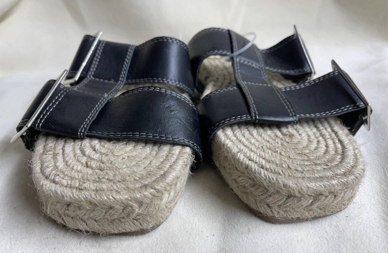 ASOS DESIGN Espadrille Slides in Black size US 8 Sandals Woman