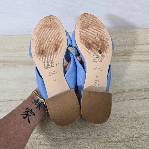Stuart Weitzman Playa 35 Knot Leather Slide Sandals Size 6.5