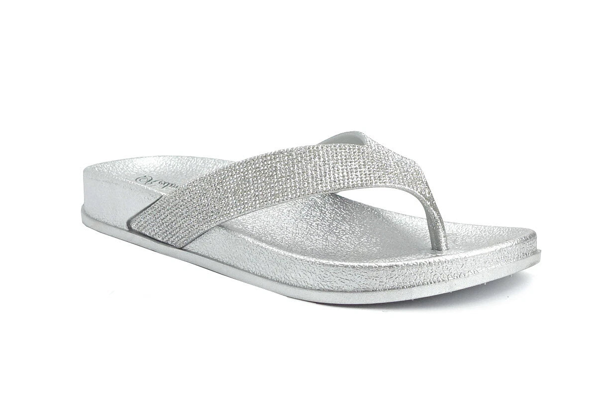 NEW Women's Fashion Glitter Thong Flip Flop Rhinestone Sandals Soft Rubber Sole