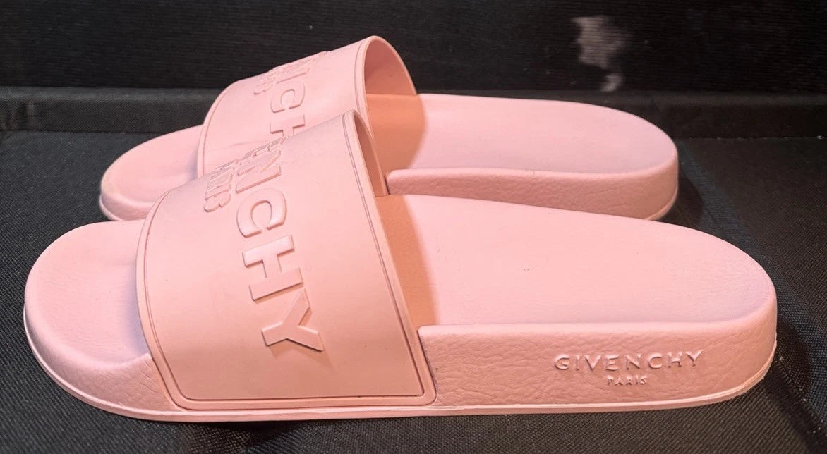 Givenchy Pink Platform Rubber Pink Logo Slide On Pool Sandal Flip Flop Flat 41