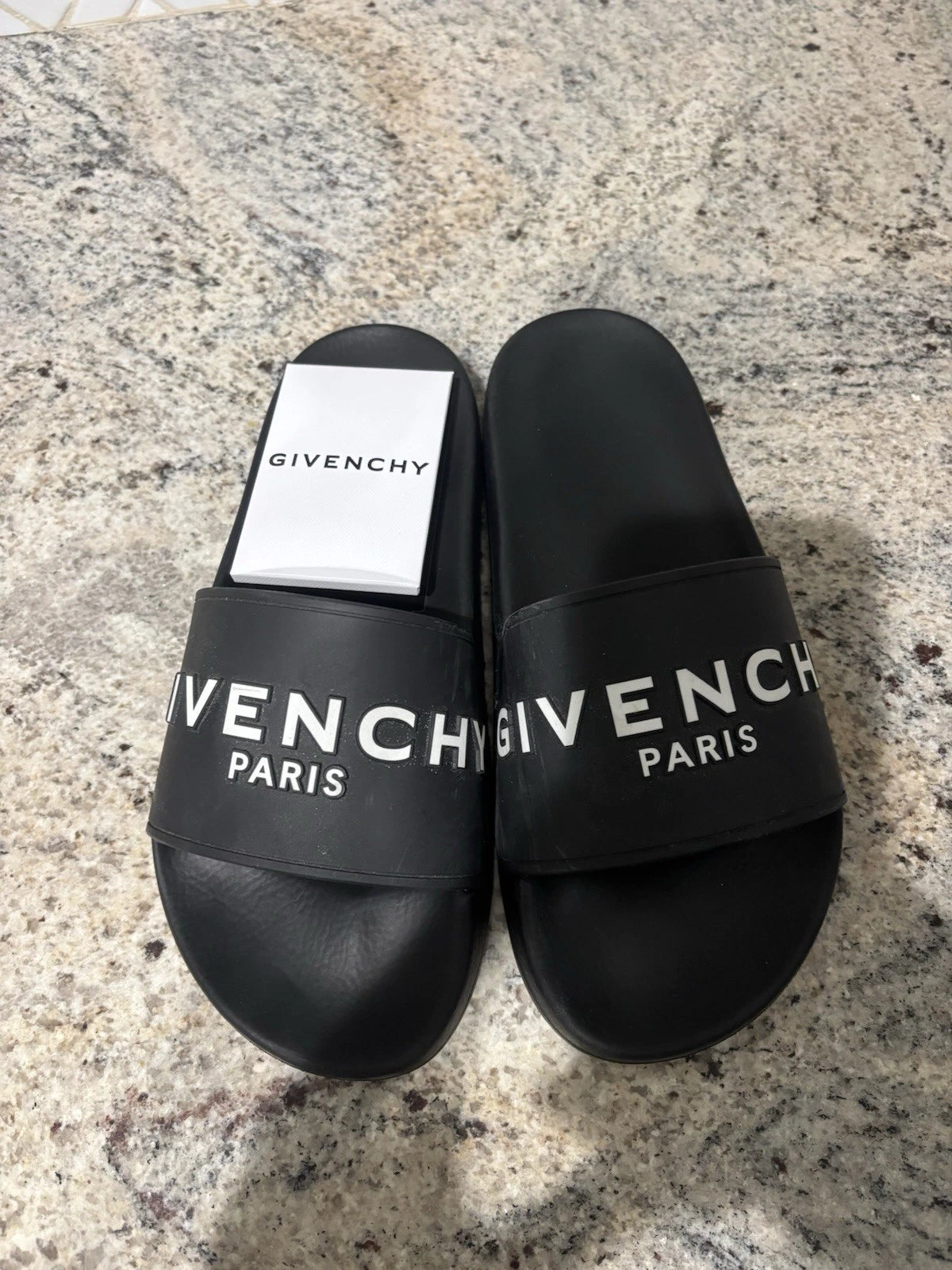 Givenchy  Logo Rubber Pool Slides Women's Size 8 Black Sandals -  INCLUDES BOX!