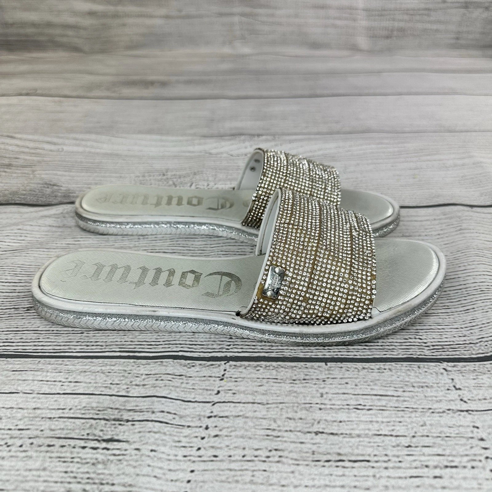Juicy Couture Slides Women Size 9 Slip On Sandals Jeweled / Rhinestones