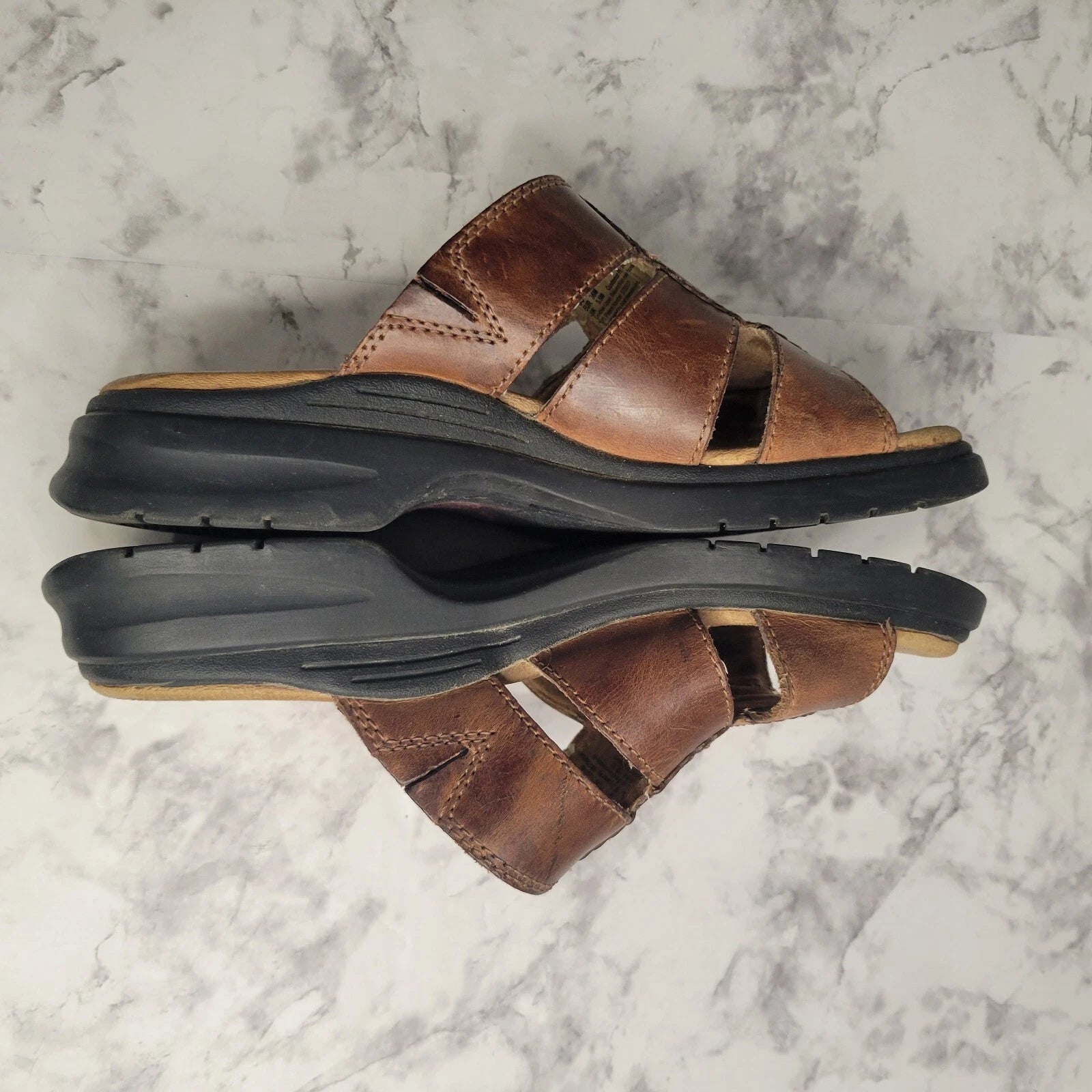 Ariat Brown Leathers Strap Brass Stud Slides Sandal Style 21443 Womens 6B Farm