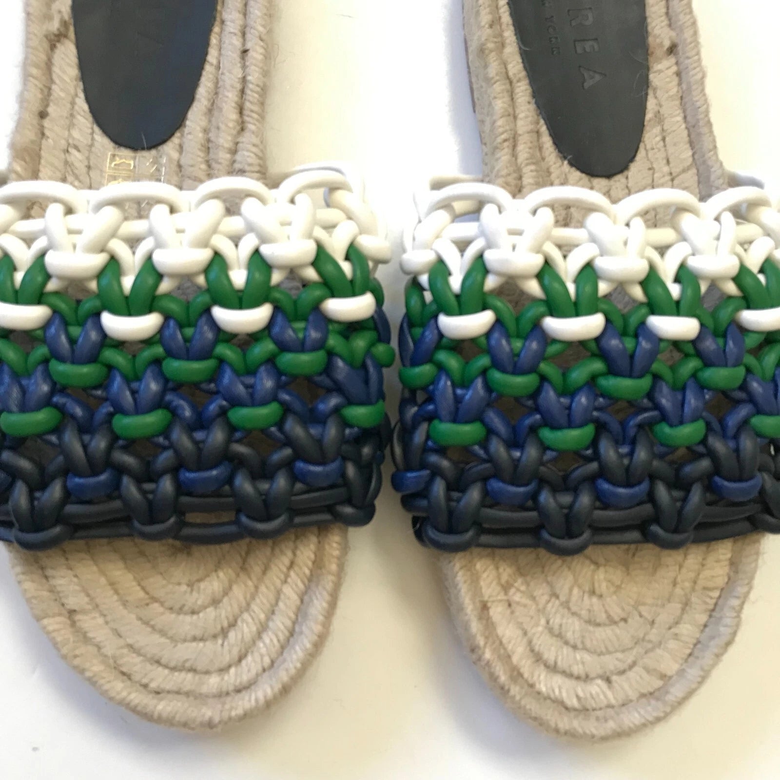 Anthropologie Marea Leather Braided Espadrille Sandals Slides Womens 39 9 Blue