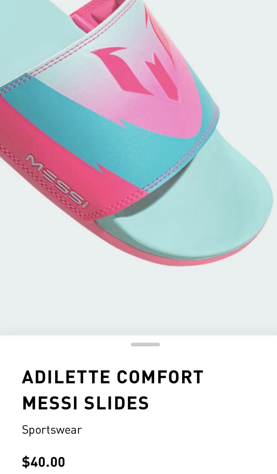 New Adidas Adilette Comfort Messi Size 8 Men’s Slides Sportswear Style JR6326