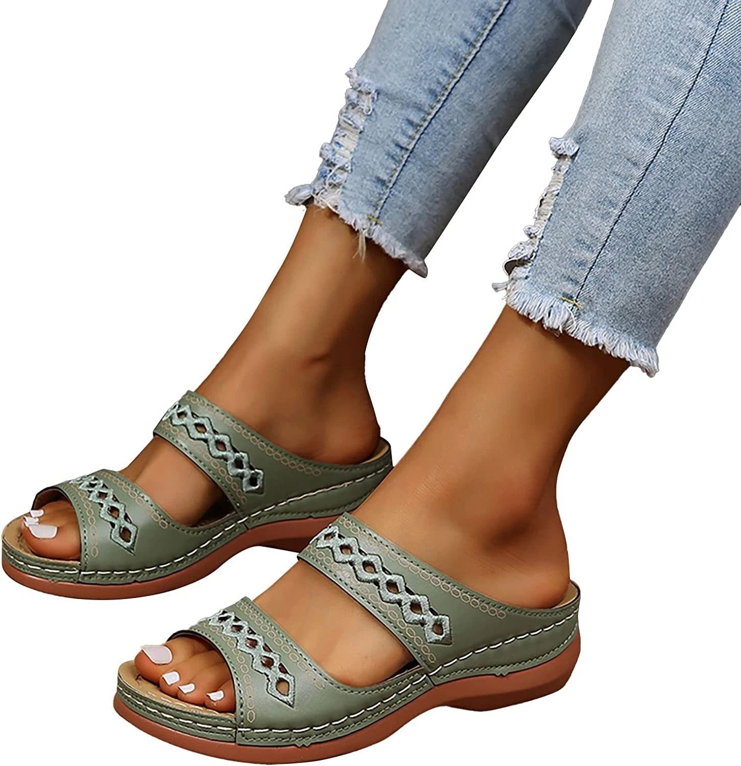 Sandals for Women Dressy Summer Fashion Orthotic Slides Ladies  Athletic Sandals