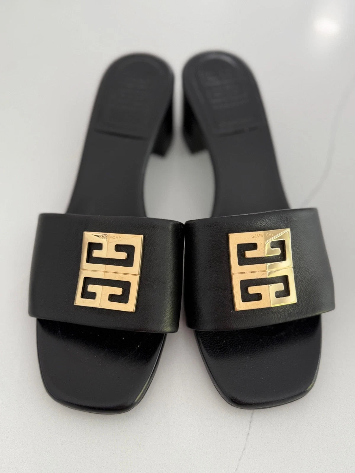 Givenchy Black 4G Block Heel Slide Sandals 9.5