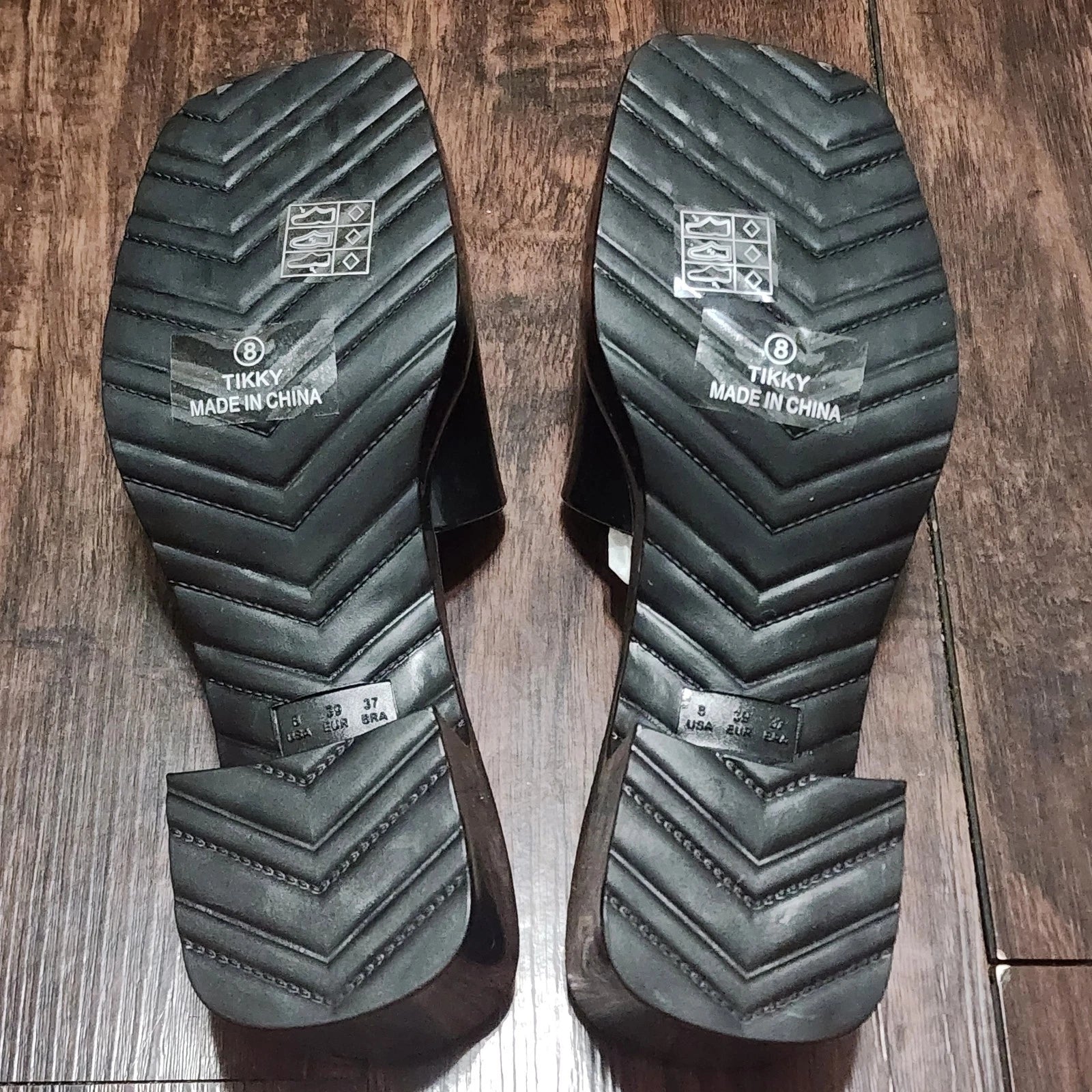 Nicole Miller New York Sandals Womens 8 Black Tikky Style Platform With Heel