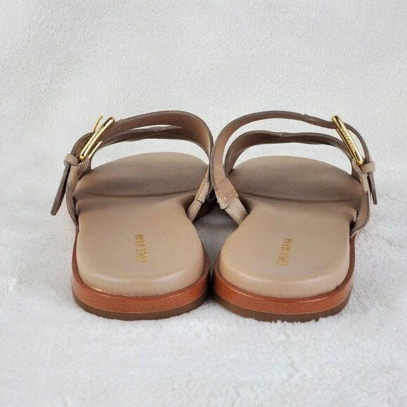 Cole Haan Python-Print Fairen Leather Strappy Buckle Slide Flat Sandals Size 8M