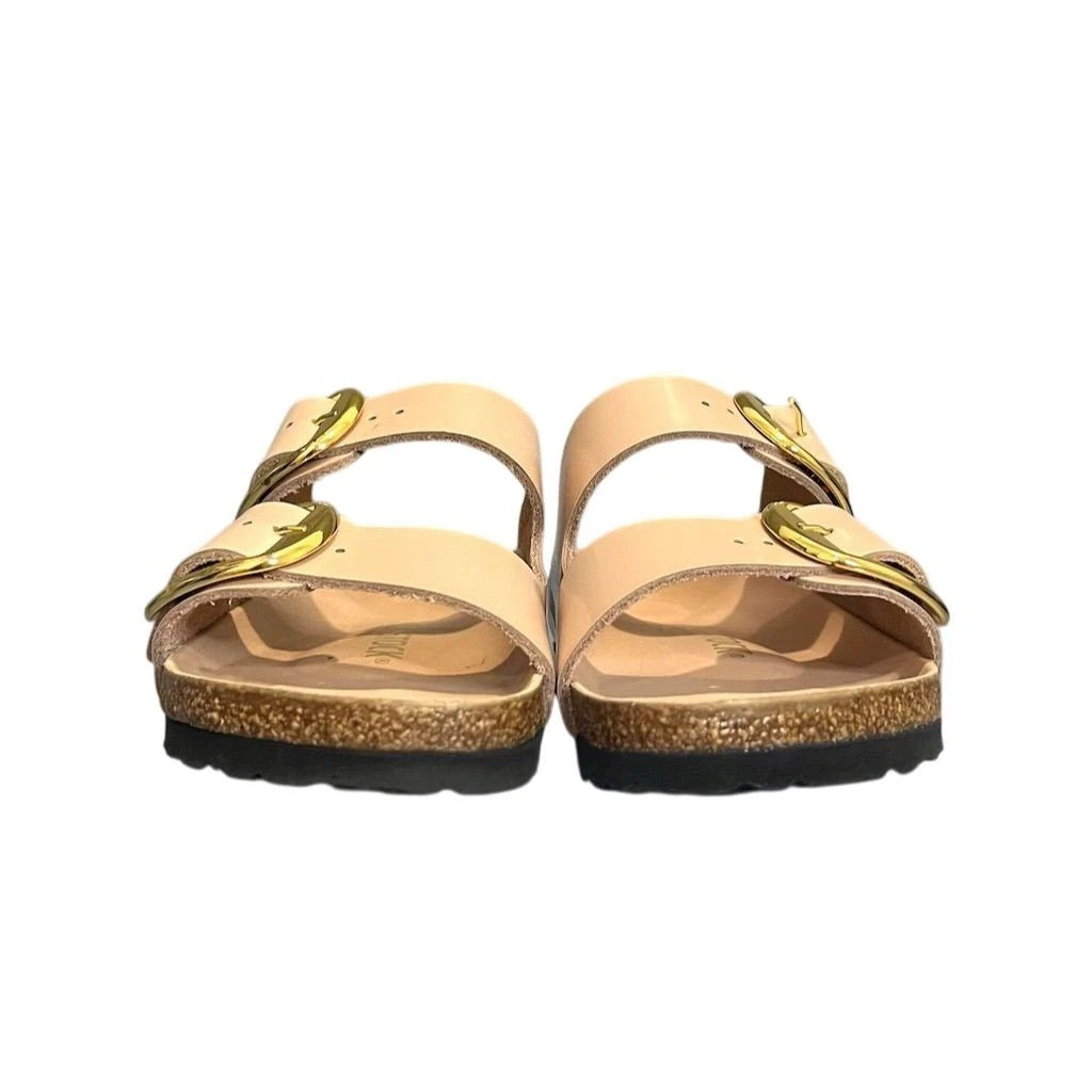 Birkenstock Arizona Big Buckle Patent Leather Narrow Sandals High Shine Beige 5