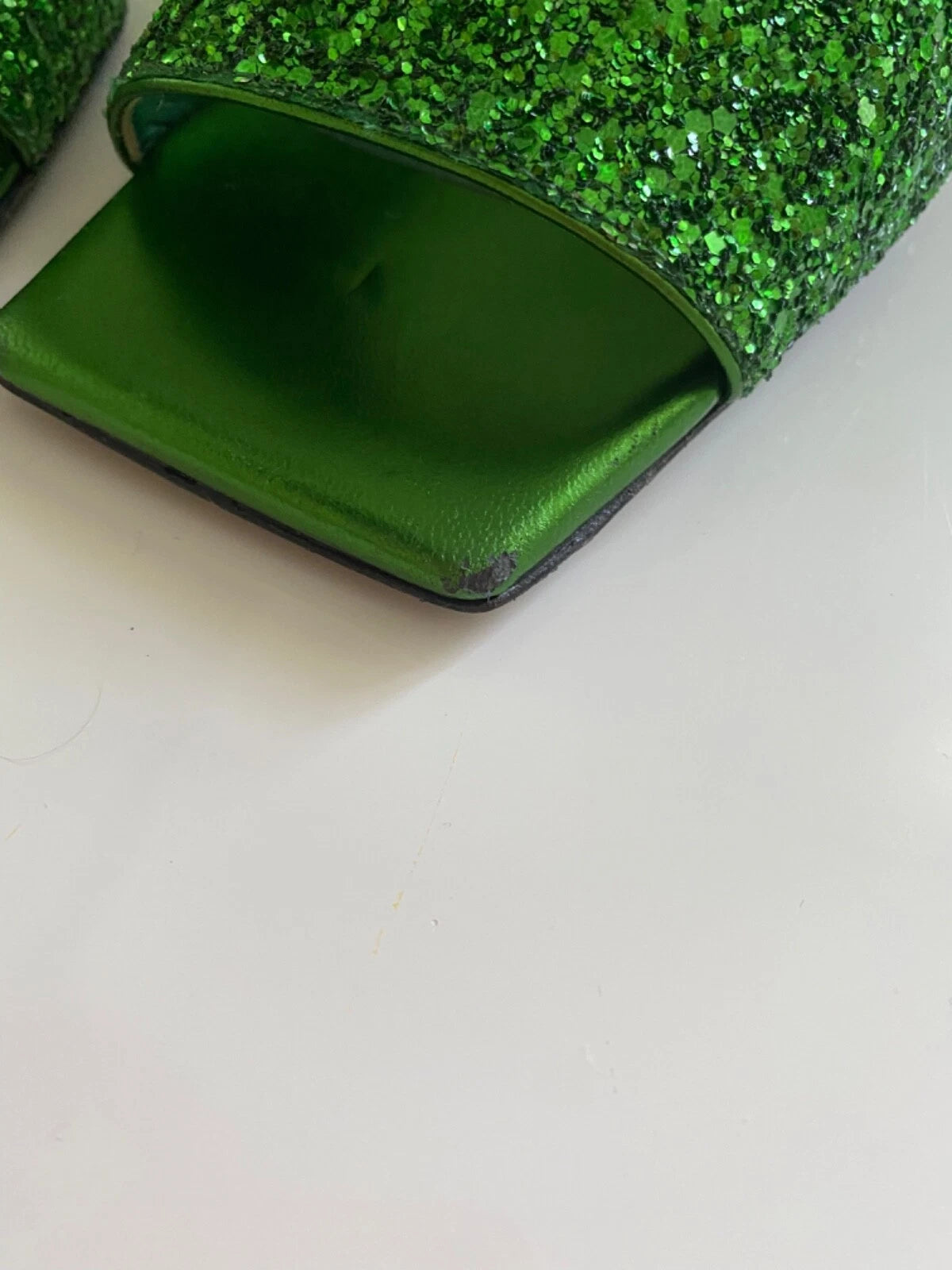 New Women's The Attico Stunning Devon Slide Herl Sandal Green Apple 37