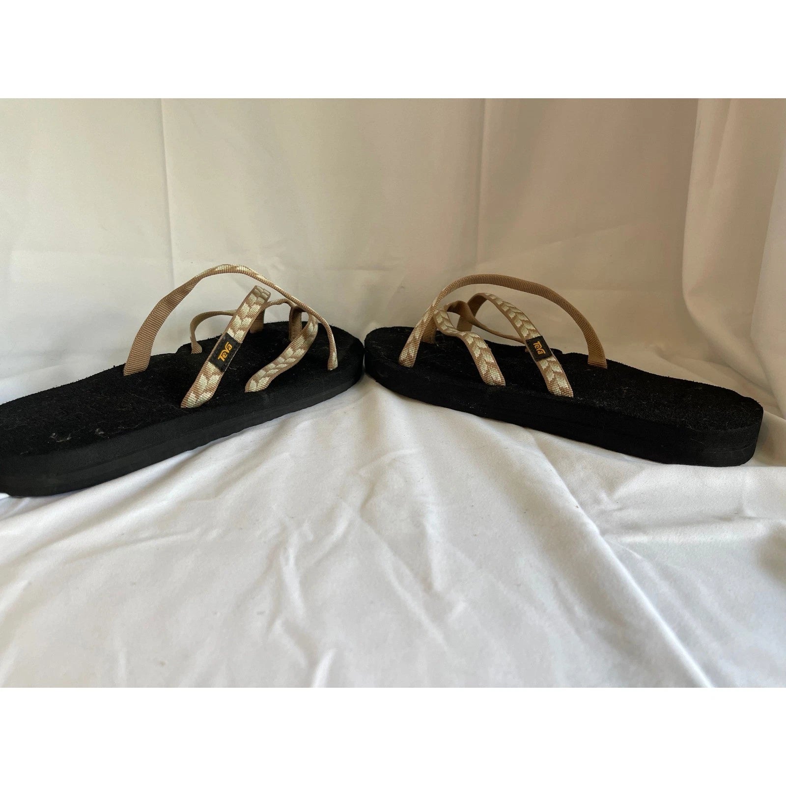 TEVA Women's Flip Flops Sandals Black Beige Strappy Casual Shoes