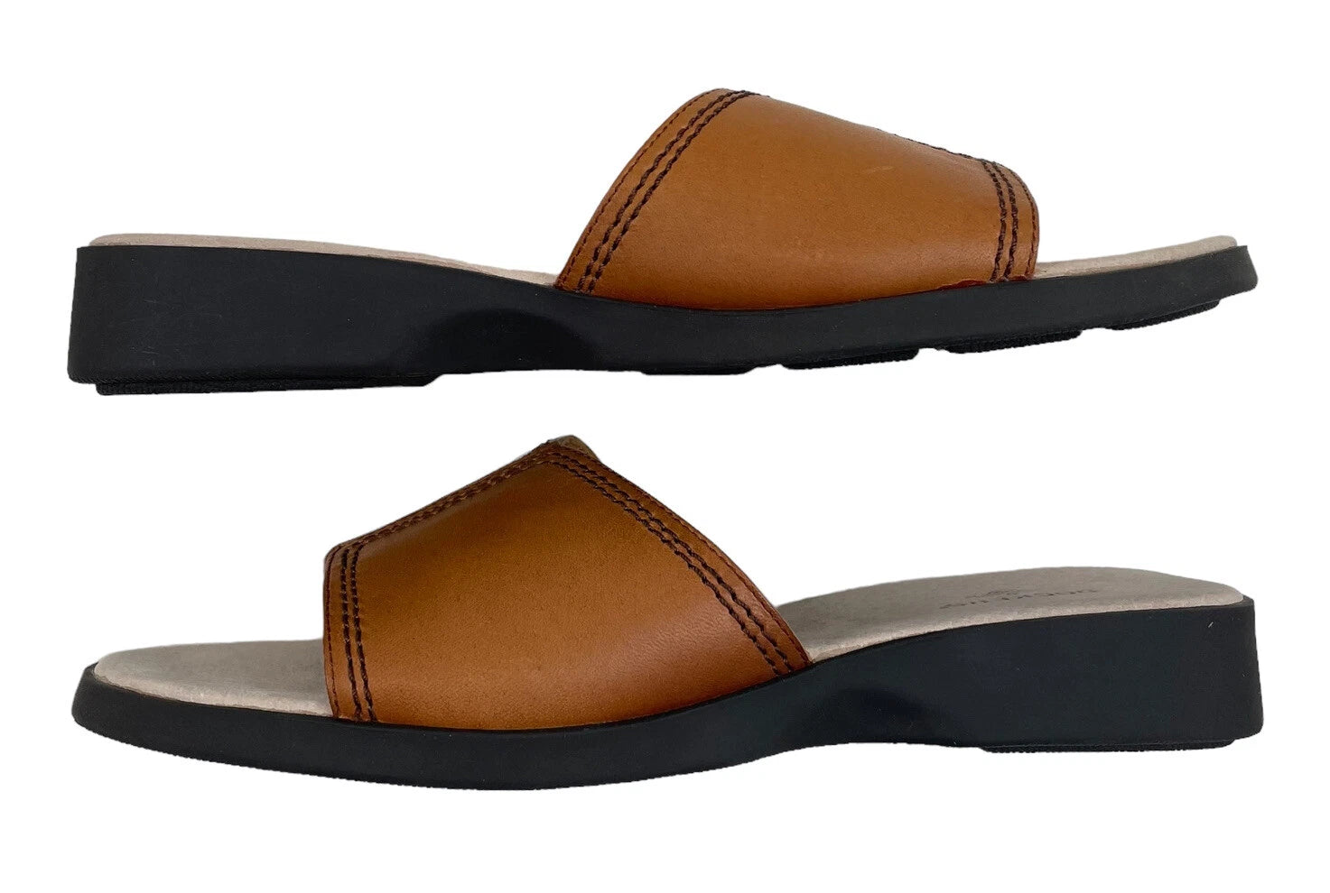 NWT Dockers Healy DB Slide Leather Sandals Womens 9 M Prairie Brown Wedge