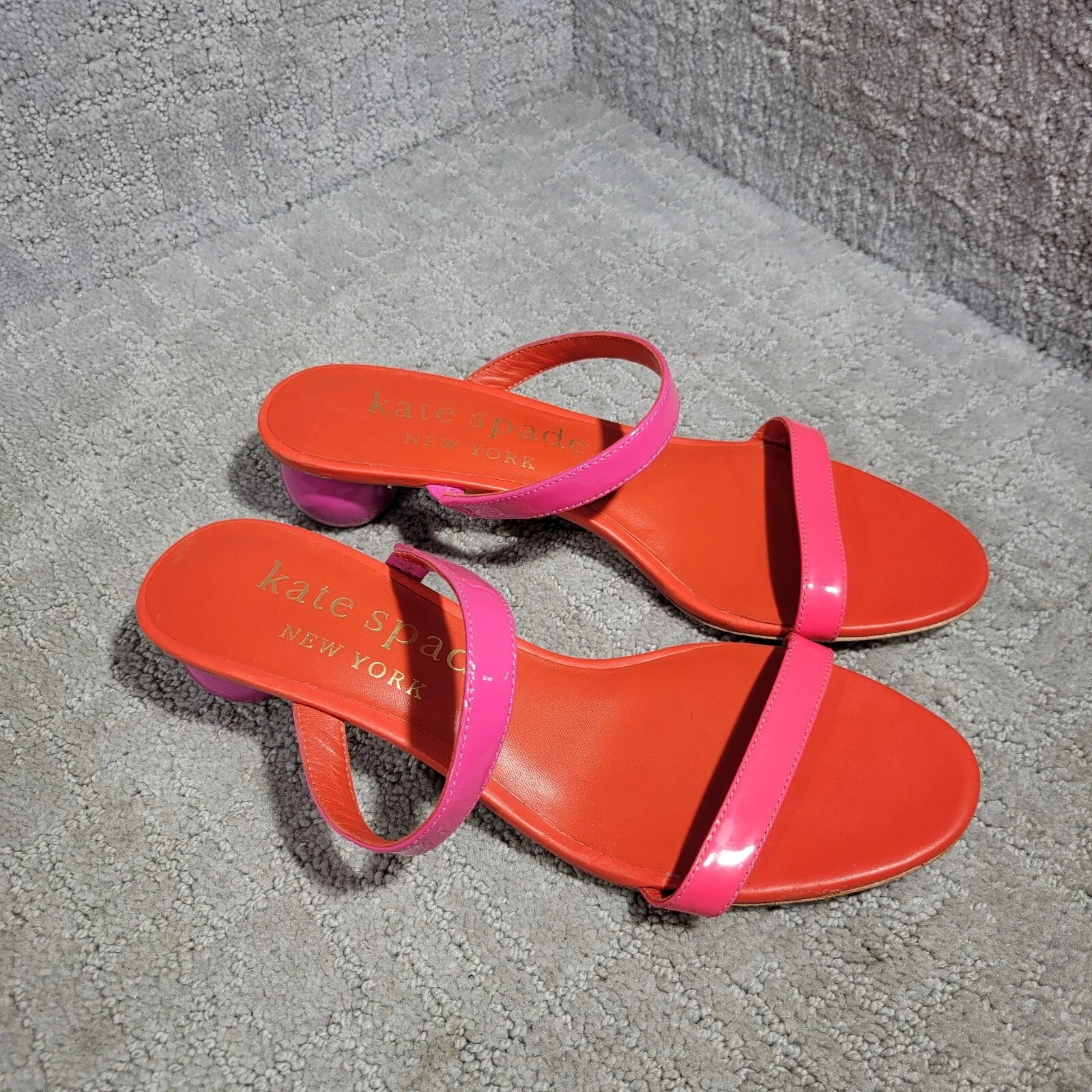 Kate Spade Palm Springs Women's Size 8B Pink Coral Patent Leather Slide Sandals