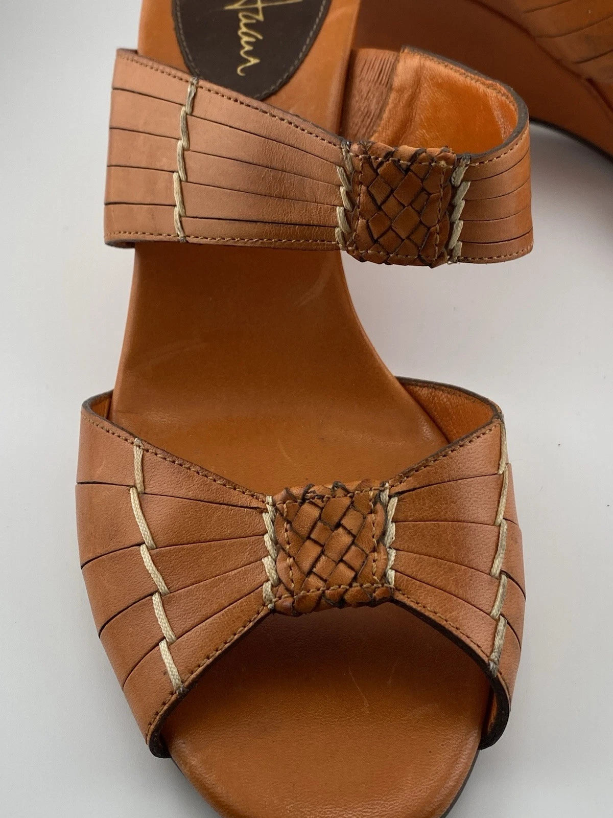 Cole Haan Air Huarache Slide Sandal Womens 8 Slip On Leather Orange Wedge