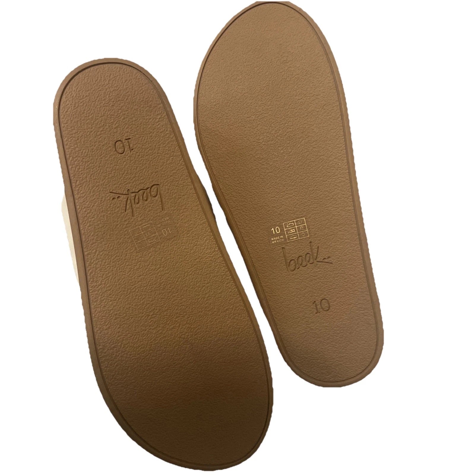 BEEK Ivory Hen Leather Platform Slides Sandals Size 10 NEW