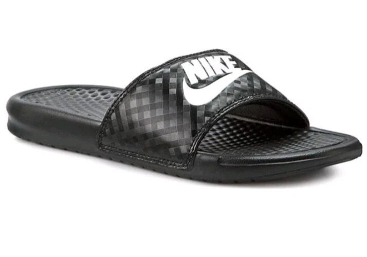 Nike Benassi Jdi Black White 343881-011 Women's # 7 Slide Sandals Gloss Fashion