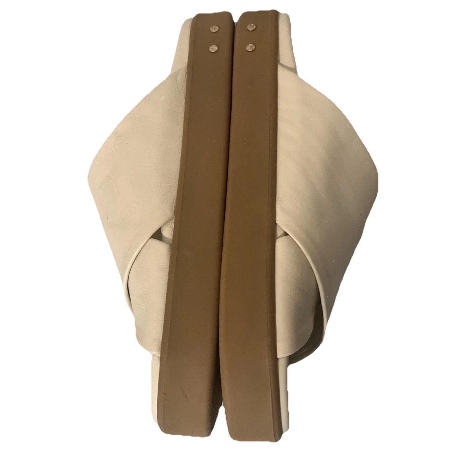 BEEK Ivory Hen Leather Platform Slides Sandals Size 10 NEW