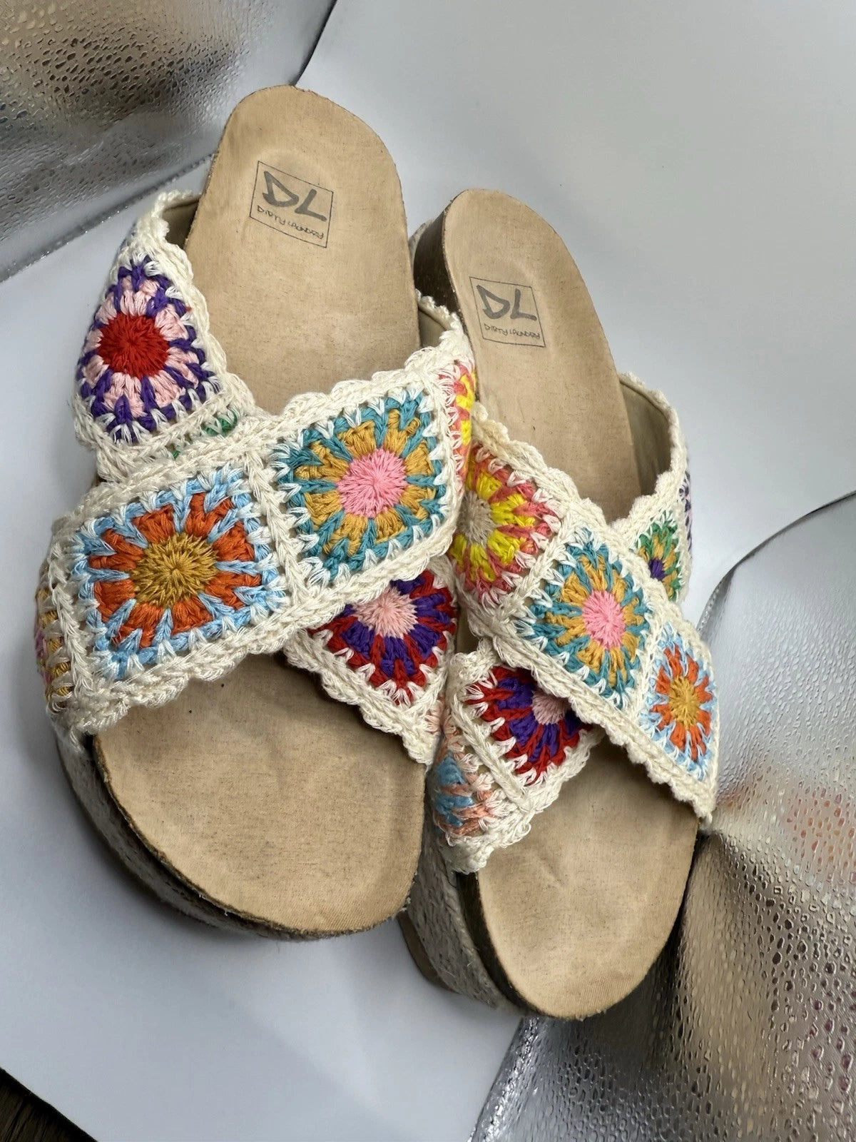 DIRTY LAUNDRY Crochet Knit Sandal Criss Cross Slide Platform Espadrille Women 10