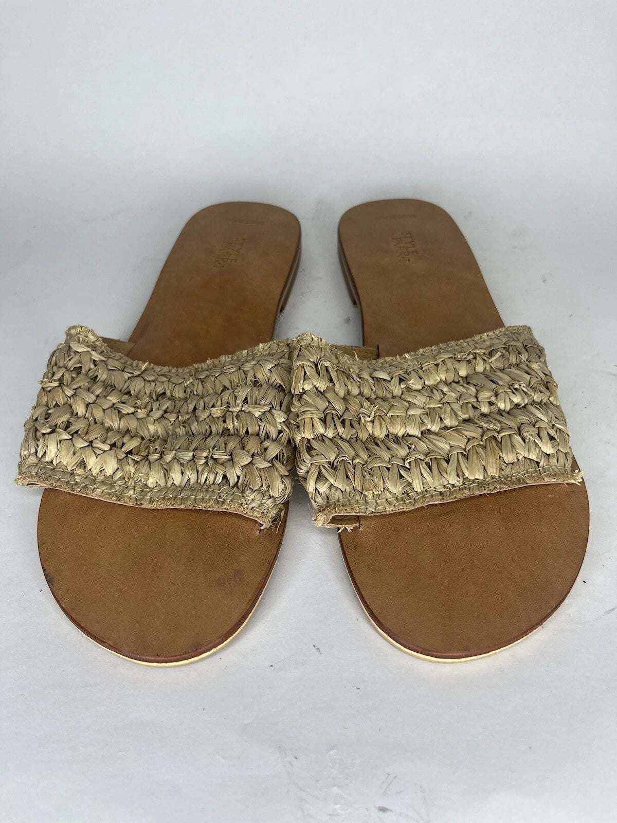 Style Park 1 Tan Brown Synthetic Non Slip Slides Sandals Women Sz 42 EU/ 11M US