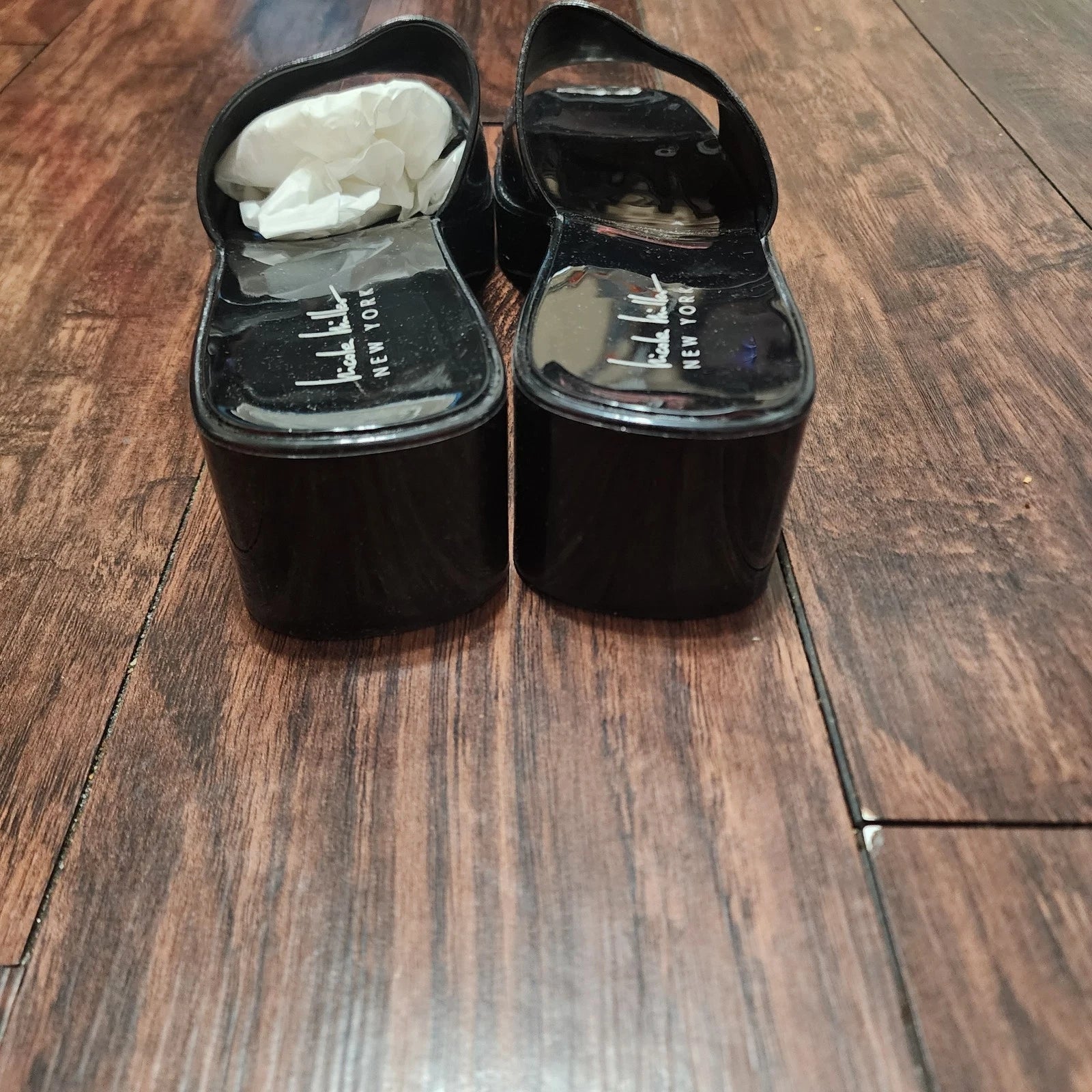 Nicole Miller New York Sandals Womens 8 Black Tikky Style Platform With Heel