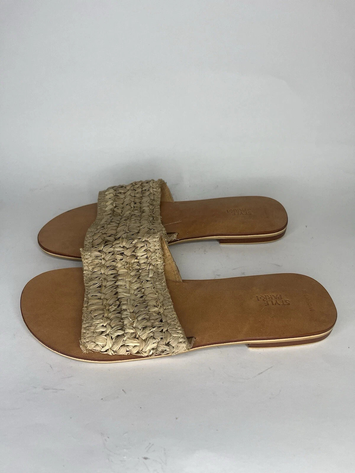 Style Park 1 Tan Brown Synthetic Non Slip Slides Sandals Women Sz 42 EU/ 11M US