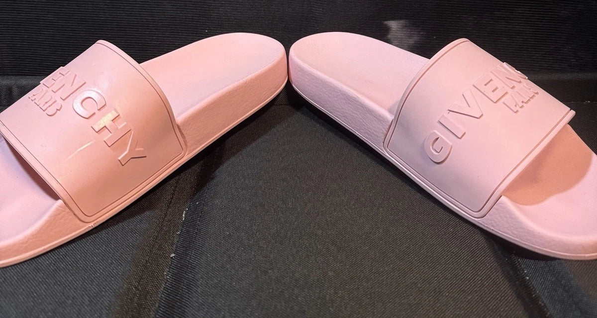 Givenchy Pink Platform Rubber Pink Logo Slide On Pool Sandal Flip Flop Flat 41
