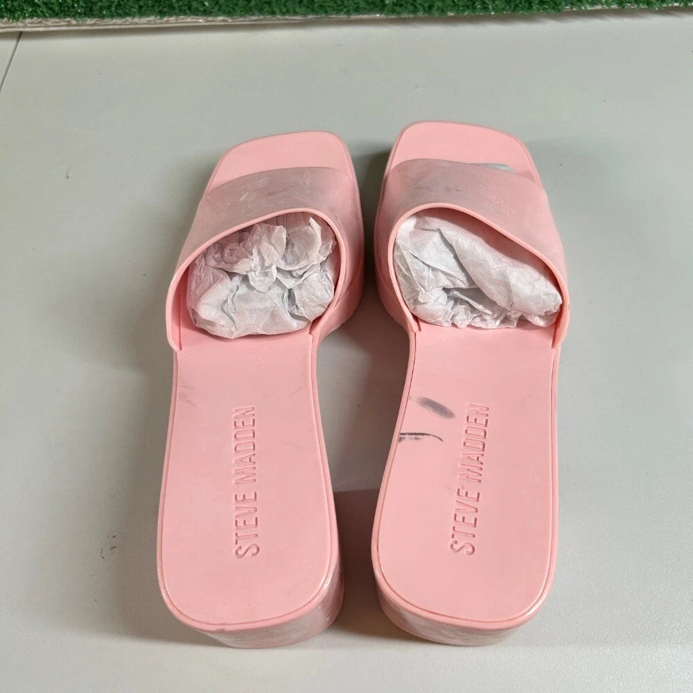 Steve Madden Harlin Platform Slide Sandals Block Heel Pink Y2K Style Womens 7 M