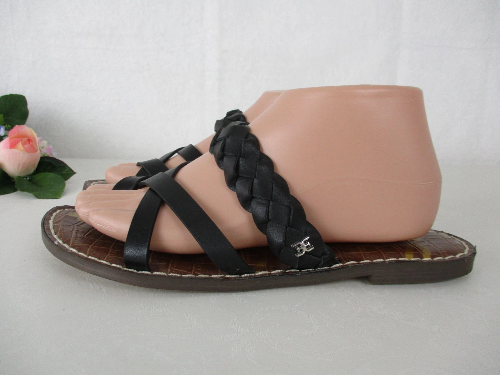 Sam Edelman Garvie Black Leather Strappy Slide Flat Sandals sz. 9, 39