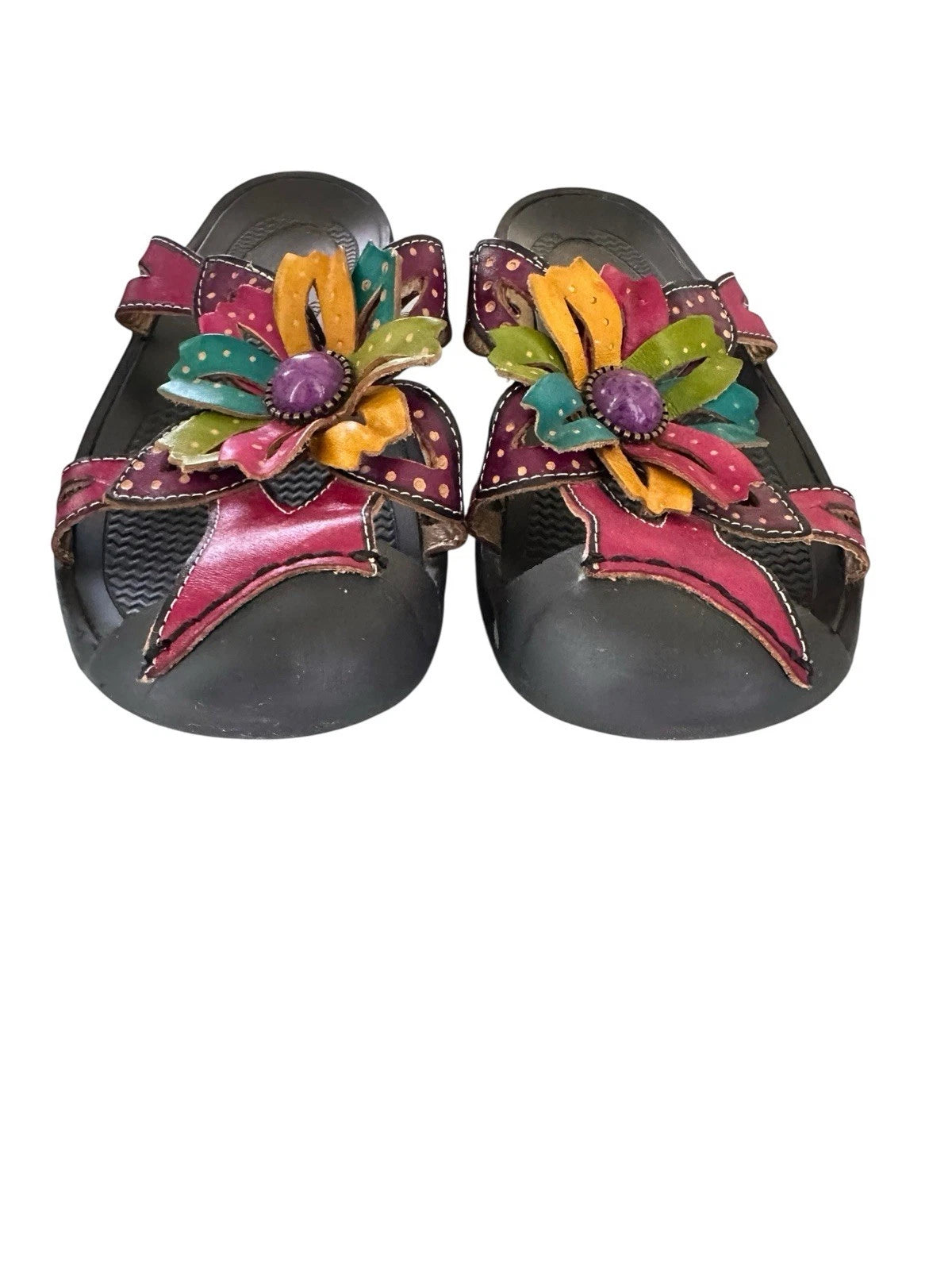 Corkys Elite Floral Sandals Style Rain US Size 6 Colorful Leather Bejeweled 3D