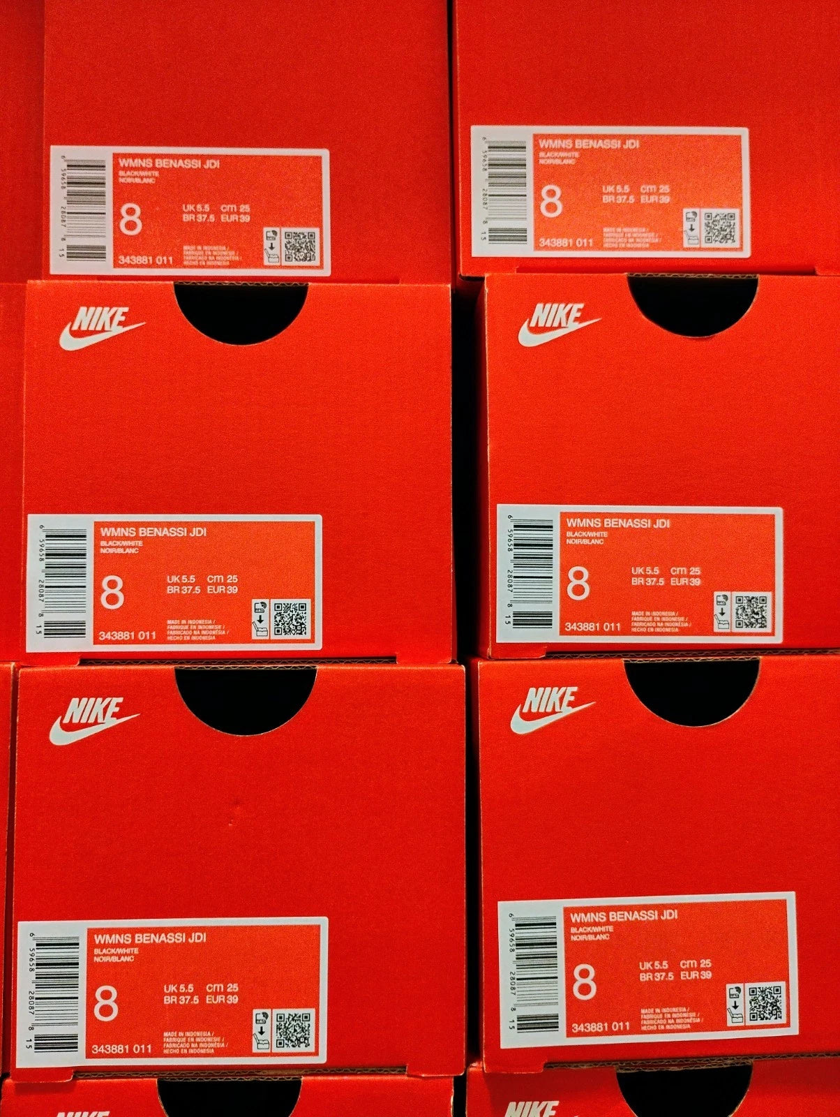 Nike Benassi Jdi Black White 343881-011 Women's # 7 Slide Sandals Gloss Fashion