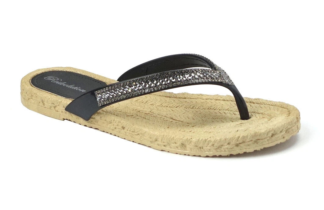 NEW Women's Fashion Glitter Thong Flip Flop Rhinestone Sandals Soft Rubber Sole